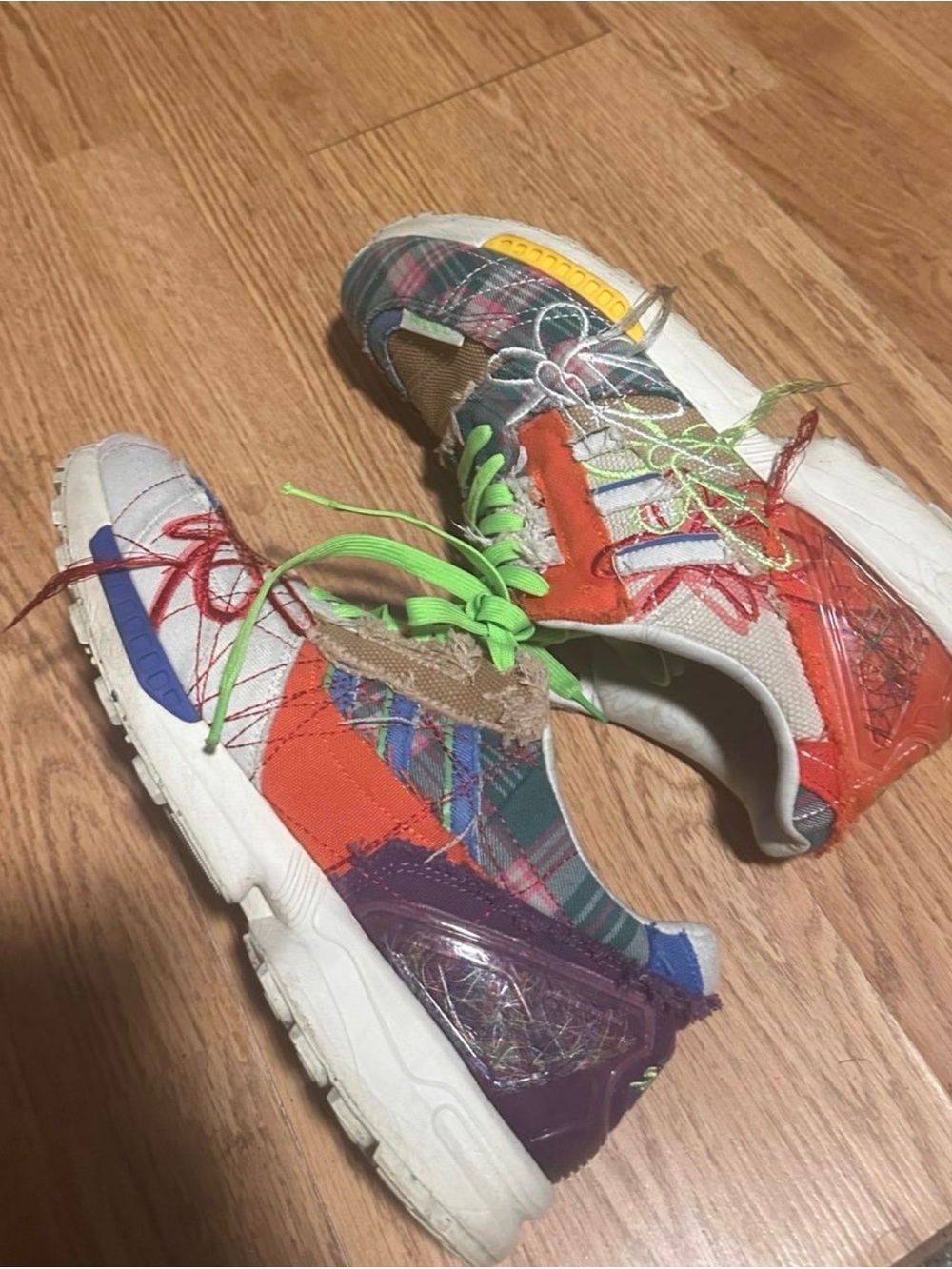 adidas Sean weatherspoon Multicolor Patchwork Sneakers with Neon Green Laces